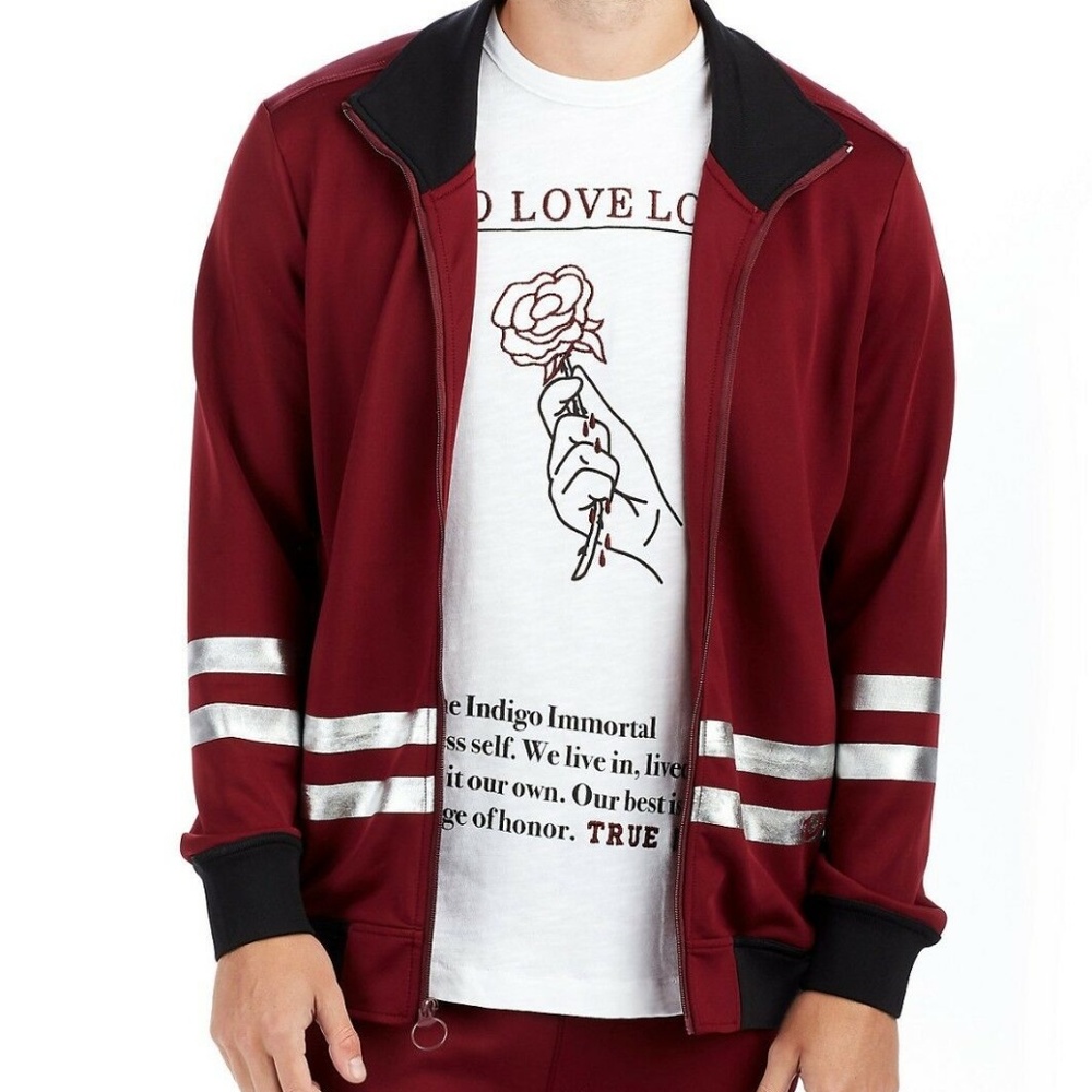 TRUE RELIGION FOIL RACER STRIPE TRACK JACKET